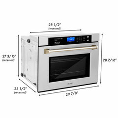 ZLINE 30 In. Autograph Edition Single Wall Oven with Self Clean and True Convection in Stainless Steel and Gold, AWSZ-30-G - Smart Kitchen Lab