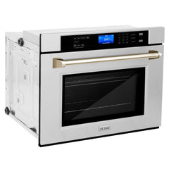 ZLINE 30 In. Autograph Edition Single Wall Oven with Self Clean and True Convection in Stainless Steel and Gold, AWSZ-30-G - Smart Kitchen Lab