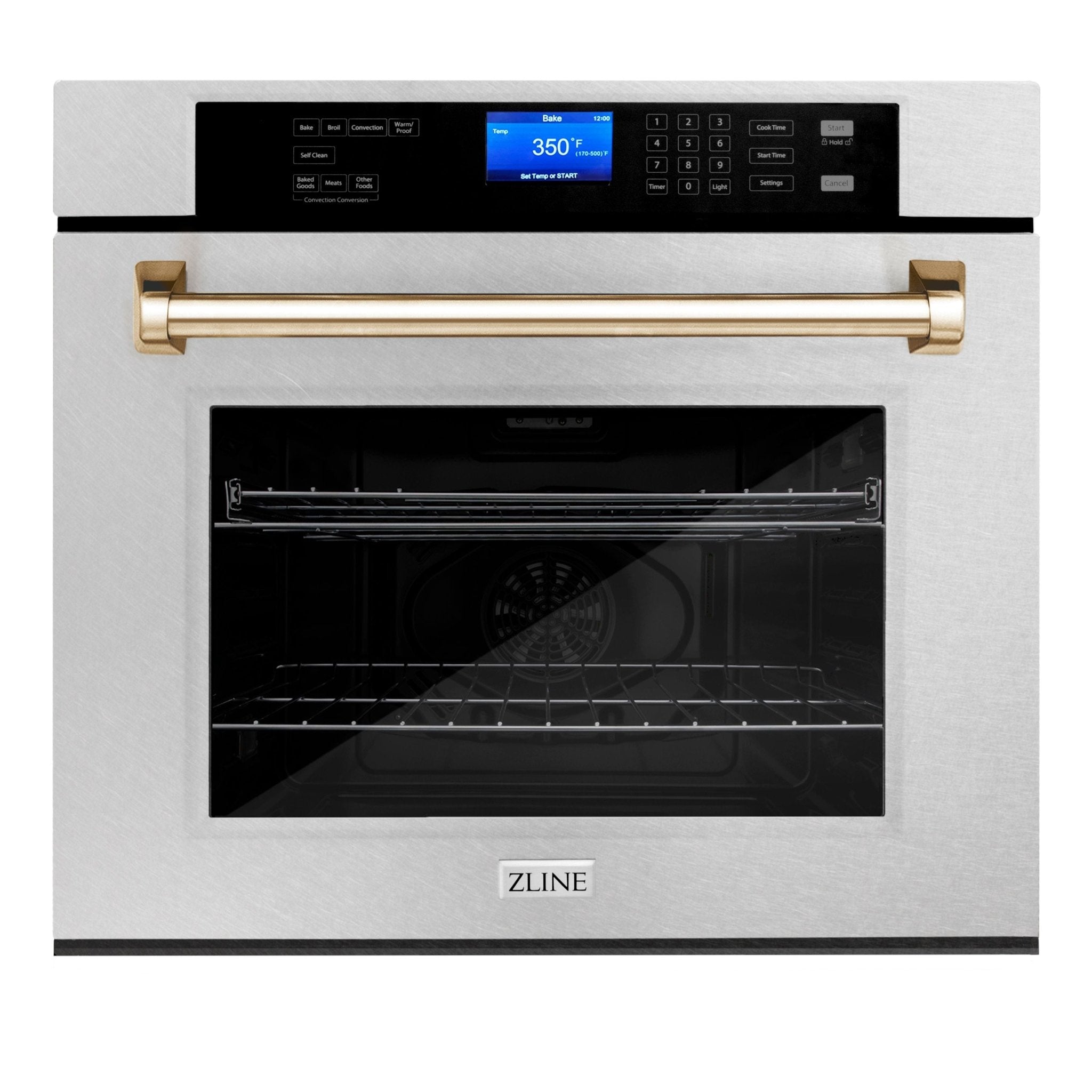 ZLINE 30 In. Autograph Edition Single Wall Oven with Self Clean and True Convection in Stainless Steel and Gold, AWSZ-30-G - Smart Kitchen Lab