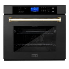 ZLINE 30 In. Autograph Edition Single Wall Oven with Self Clean and True Convection in Stainless Steel and Matte Black, AWSZ-30-MB - Smart Kitchen Lab