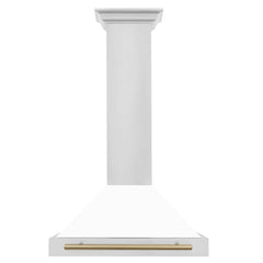 ZLINE 30 In Autograph Edition Stainless Steel Range Hood with White Matte Shell and Champagne Bronze Accents, KB4STZ-WM30-CB - Smart Kitchen Lab