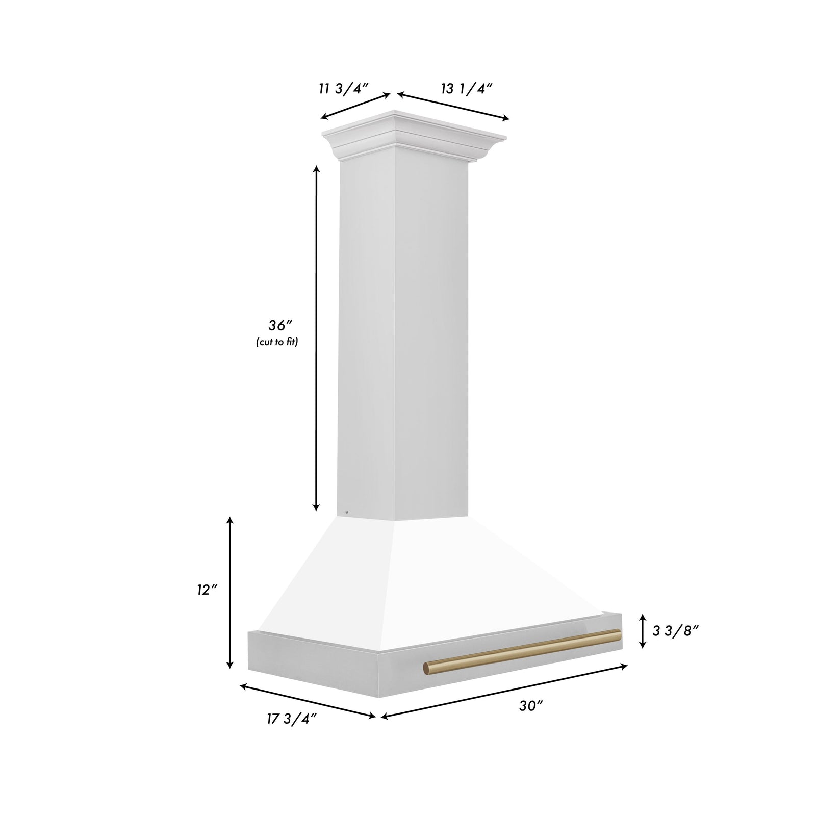 ZLINE 30 In Autograph Edition Stainless Steel Range Hood with White Matte Shell and Champagne Bronze Accents, KB4STZ-WM30-CB - Smart Kitchen Lab