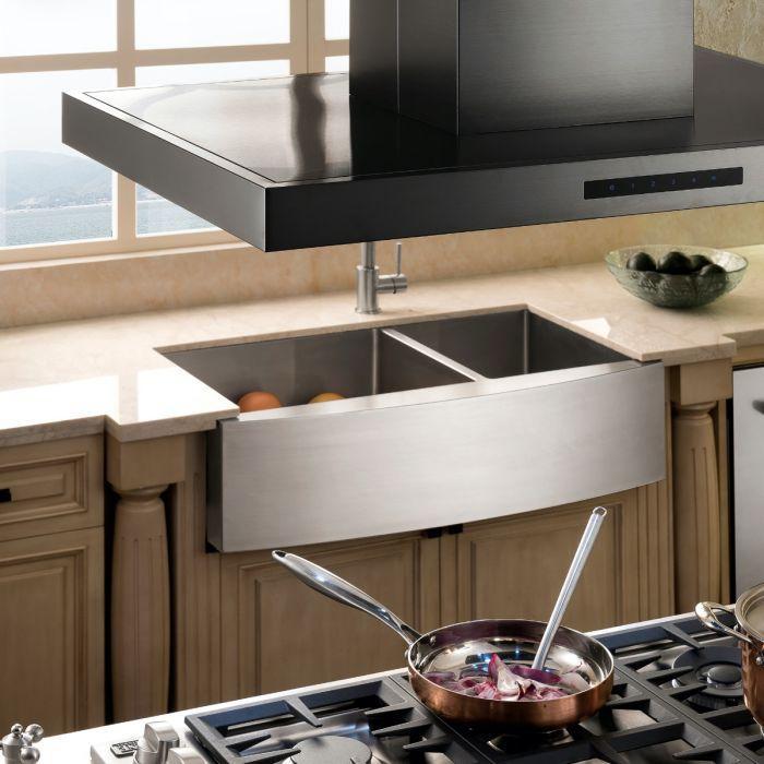 ZLINE 30 In. Convertible Island Mount Range Hood in Black Stainless Steel, BSKE2iN-30 - Smart Kitchen Lab