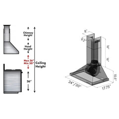 ZLINE 30 in. Convertible Vent Wall Mount Range Hood in Black Stainless Steel, BSKBN-30 - Smart Kitchen Lab