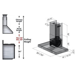 ZLINE 30 in. Convertible Vent Wall Mount Range Hood in Black Stainless Steel, BSKEN-30 - Smart Kitchen Lab