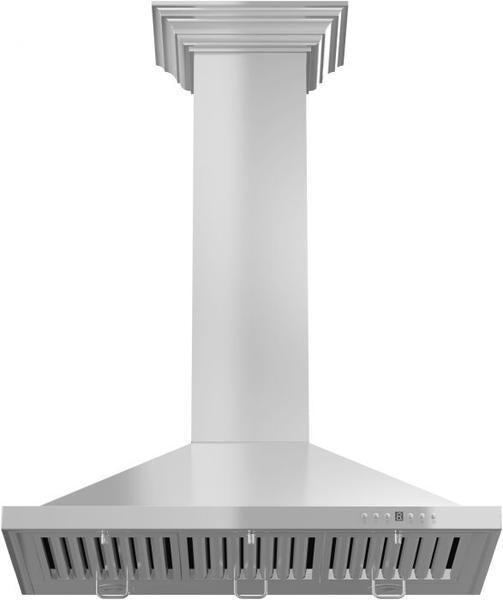 ZLINE 30 in. Convertible Vent Wall Mount Range Hood in Stainless Steel with Crown Molding, KBCRN-30 - Smart Kitchen Lab