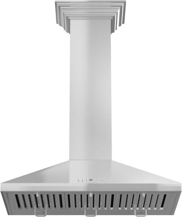 ZLINE 30 in. Convertible Vent Wall Mount Range Hood in Stainless Steel with Crown Molding, KL2CRN-30 - Smart Kitchen Lab