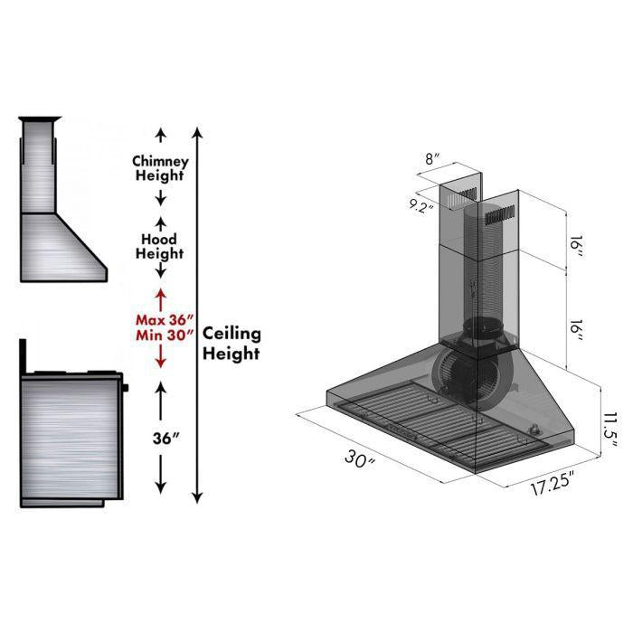 ZLINE 30 in. Convertible Vent Wall Mount Range Hood in Stainless Steel with Crown Molding, KL3CRN-30 - Smart Kitchen Lab