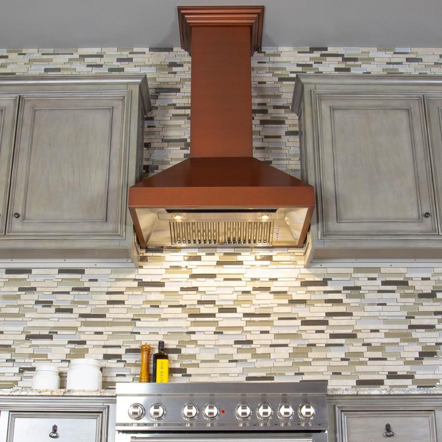 ZLINE 30 in. Copper Wall Range Hood with Crown Molding, 8667C-30 - Smart Kitchen Lab