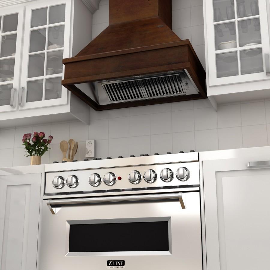 ZLINE 30 in. Designer Wooden Wall Mount Range Hood in Walnut and Hamilton, 329WH-30 - Smart Kitchen Lab