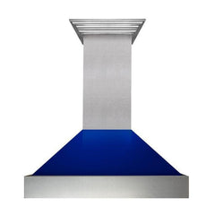 ZLINE 30 in. Ducted DuraSnow® Stainless Steel Range Hood with Blue Gloss Shell, 8654BG-30 - Smart Kitchen Lab