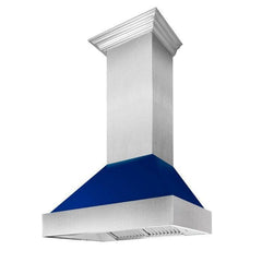 ZLINE 30 in. Ducted DuraSnow® Stainless Steel Range Hood with Blue Gloss Shell, 8654BG-30 - Smart Kitchen Lab