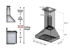 ZLINE 30 in. Ducted DuraSnow® Stainless Steel Range Hood with Blue Matte Shell, 8654BM-30 - Smart Kitchen Lab