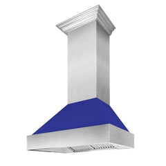 ZLINE 30 in. Ducted DuraSnow® Stainless Steel Range Hood with Blue Matte Shell, 8654BM-30 - Smart Kitchen Lab