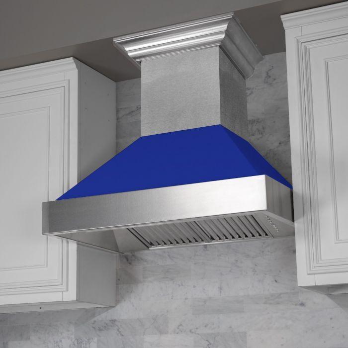 ZLINE 30 in. Ducted DuraSnow® Stainless Steel Range Hood with Blue Matte Shell, 8654BM-30 - Smart Kitchen Lab