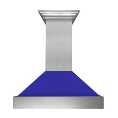 ZLINE 30 in. Ducted DuraSnow® Stainless Steel Range Hood with Blue Matte Shell, 8654BM-30 - Smart Kitchen Lab