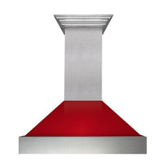 ZLINE 30 in. Ducted DuraSnow® Stainless Steel Range Hood with Red Gloss Shell, 8654RG-30 - Smart Kitchen Lab