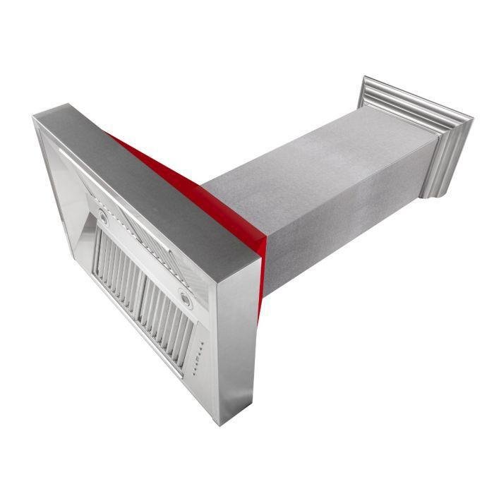 ZLINE 30 in. Ducted DuraSnow® Stainless Steel Range Hood with Red Gloss Shell, 8654RG-30 - Smart Kitchen Lab