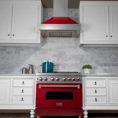 ZLINE 30 in. Ducted DuraSnow® Stainless Steel Range Hood with Red Gloss Shell, 8654RG-30 - Smart Kitchen Lab