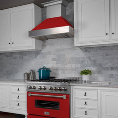 ZLINE 30 in. Ducted DuraSnow® Stainless Steel Range Hood with Red Matte Shell, 8654RM-30 - Smart Kitchen Lab