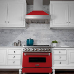 ZLINE 30 in. Ducted DuraSnow® Stainless Steel Range Hood with Red Matte Shell, 8654RM-30 - Smart Kitchen Lab