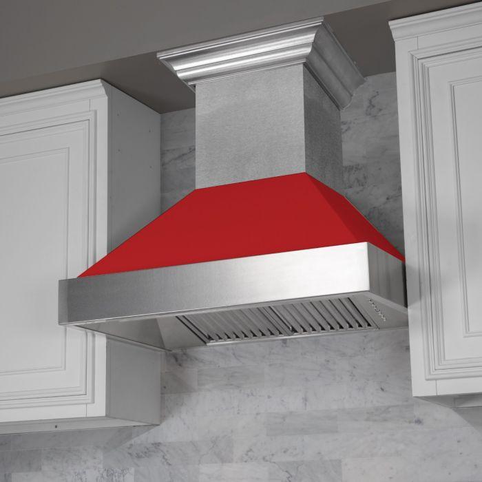 ZLINE 30 in. Ducted DuraSnow® Stainless Steel Range Hood with Red Matte Shell, 8654RM-30 - Smart Kitchen Lab