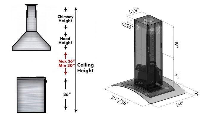 ZLINE 30 in. Island DuraSnow® Finished Stainless Range Hood, 8GL14iS-30 - Smart Kitchen Lab