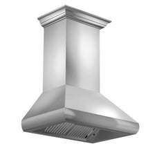 ZLINE 30 in. Professional Convertible Vent Wall Mount Range Hood in Stainless Steel with Crown Molding, 587CRN-30 - Smart Kitchen Lab