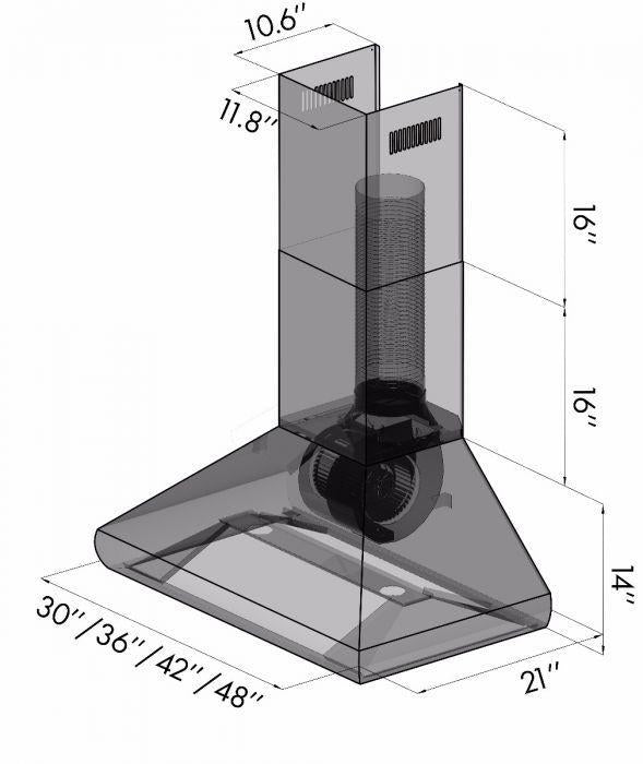 ZLINE 30 in. Professional Convertible Vent Wall Mount Range Hood in Stainless Steel with Crown Molding, 587CRN-30 - Smart Kitchen Lab