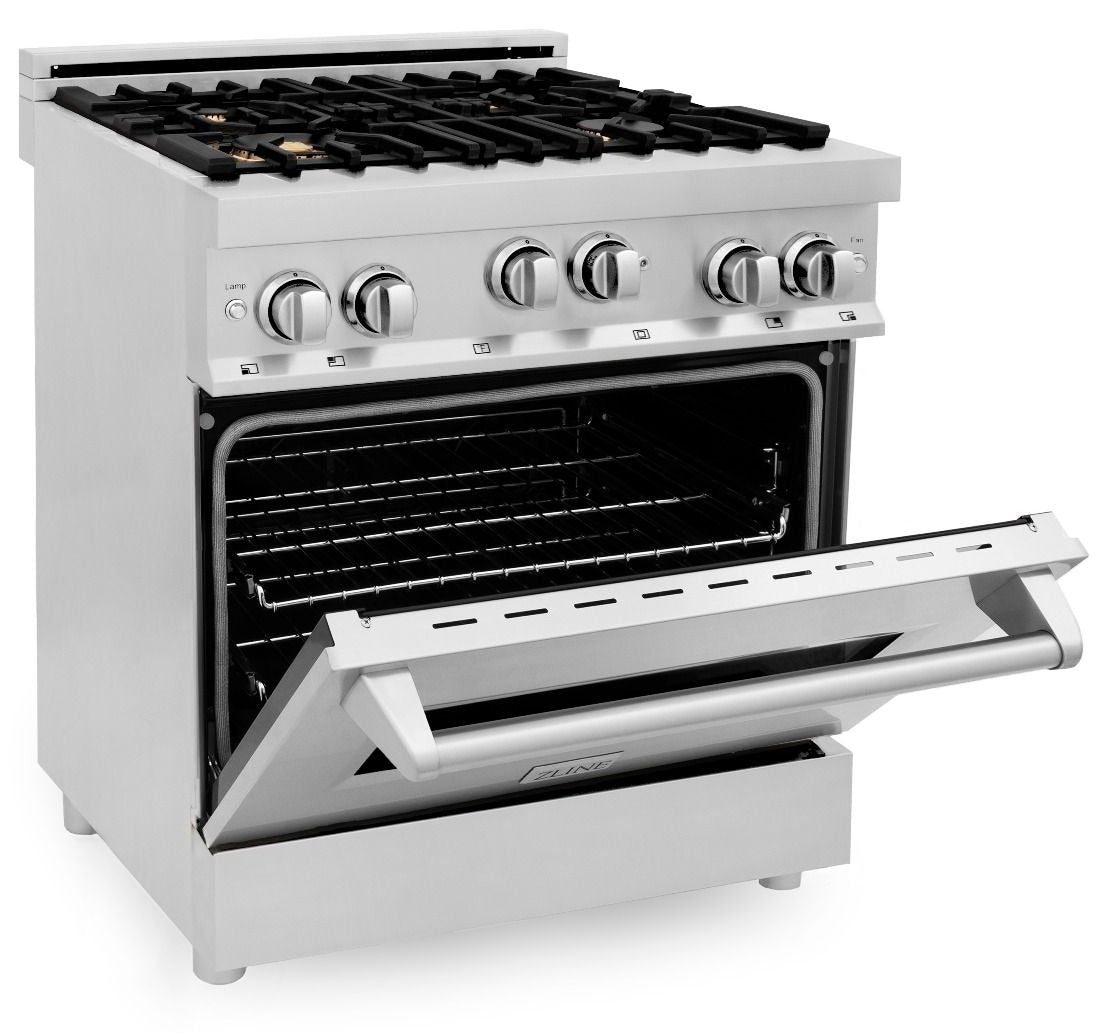 ZLINE 30 in. Professional Gas Burner/Gas Oven Stainless Steel Range with Brass Burners, RG-BR-30 - Smart Kitchen Lab