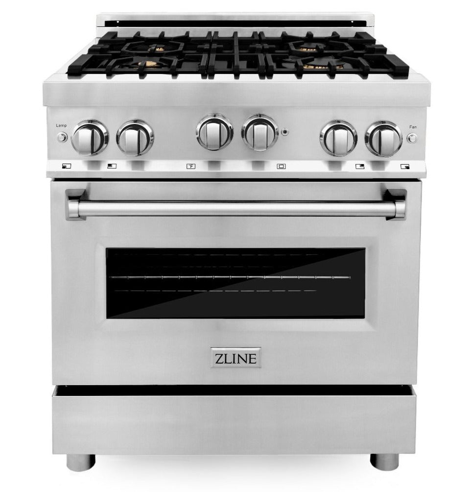 ZLINE 30 in. Professional Gas Burner/Gas Oven Stainless Steel Range with Brass Burners, RG-BR-30 - Smart Kitchen Lab