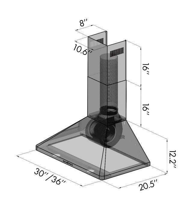 ZLINE 30 in. Stainless Steel Indoor Wall Range Hood KF1-30 - Smart Kitchen Lab