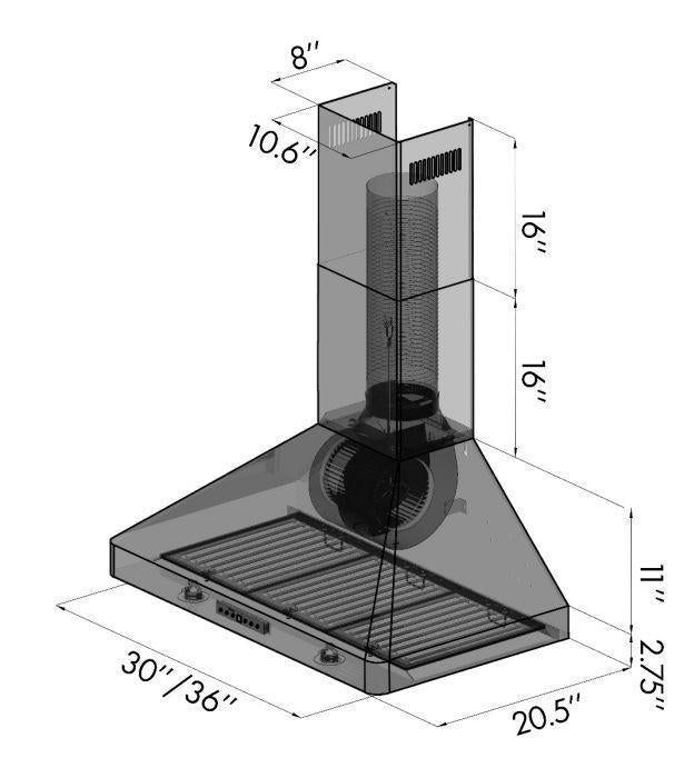 ZLINE 30 in. Stainless Steel Indoor Wall Range Hood, KF2-30 - Smart Kitchen Lab