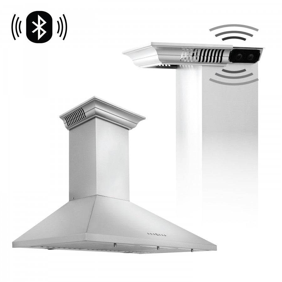 ZLINE 30 in. Stainless Steel Wall Range Hood with Built-in CrownSound® Bluetooth Speakers, KL2CRN-BT-30 - Smart Kitchen Lab