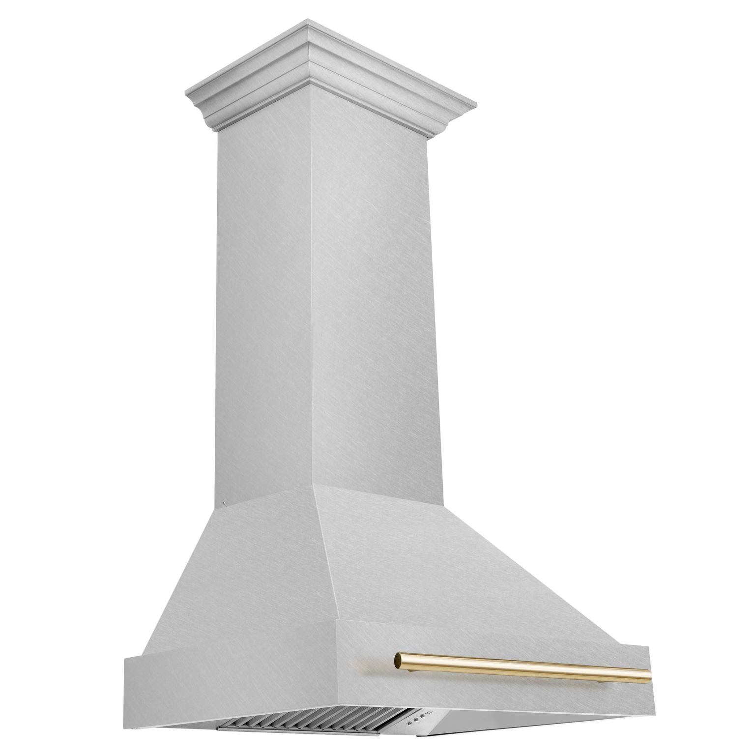 ZLINE 30 Inch Autograph Edition DuraSnow® Range Hood with DuraSnow® Shell and Gold Handle, 8654SNZ-30-G - Smart Kitchen Lab