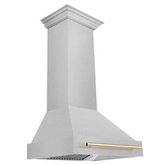 ZLINE 30 Inch Autograph Edition DuraSnow® Range Hood with DuraSnow® Shell and Gold Handle, 8654SNZ-30-G - Smart Kitchen Lab