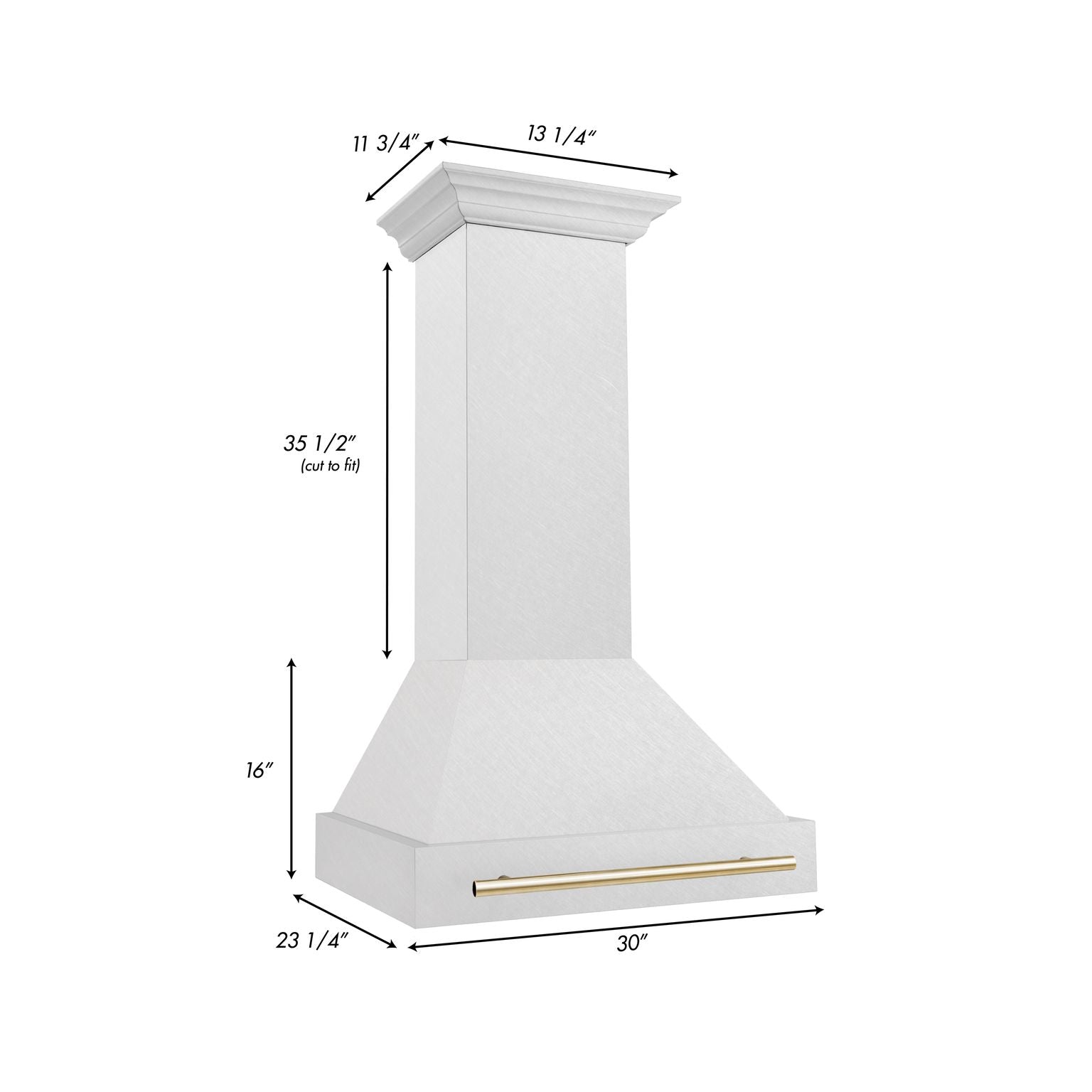 ZLINE 30 Inch Autograph Edition DuraSnow® Range Hood with DuraSnow® Shell and Gold Handle, 8654SNZ-30-G - Smart Kitchen Lab