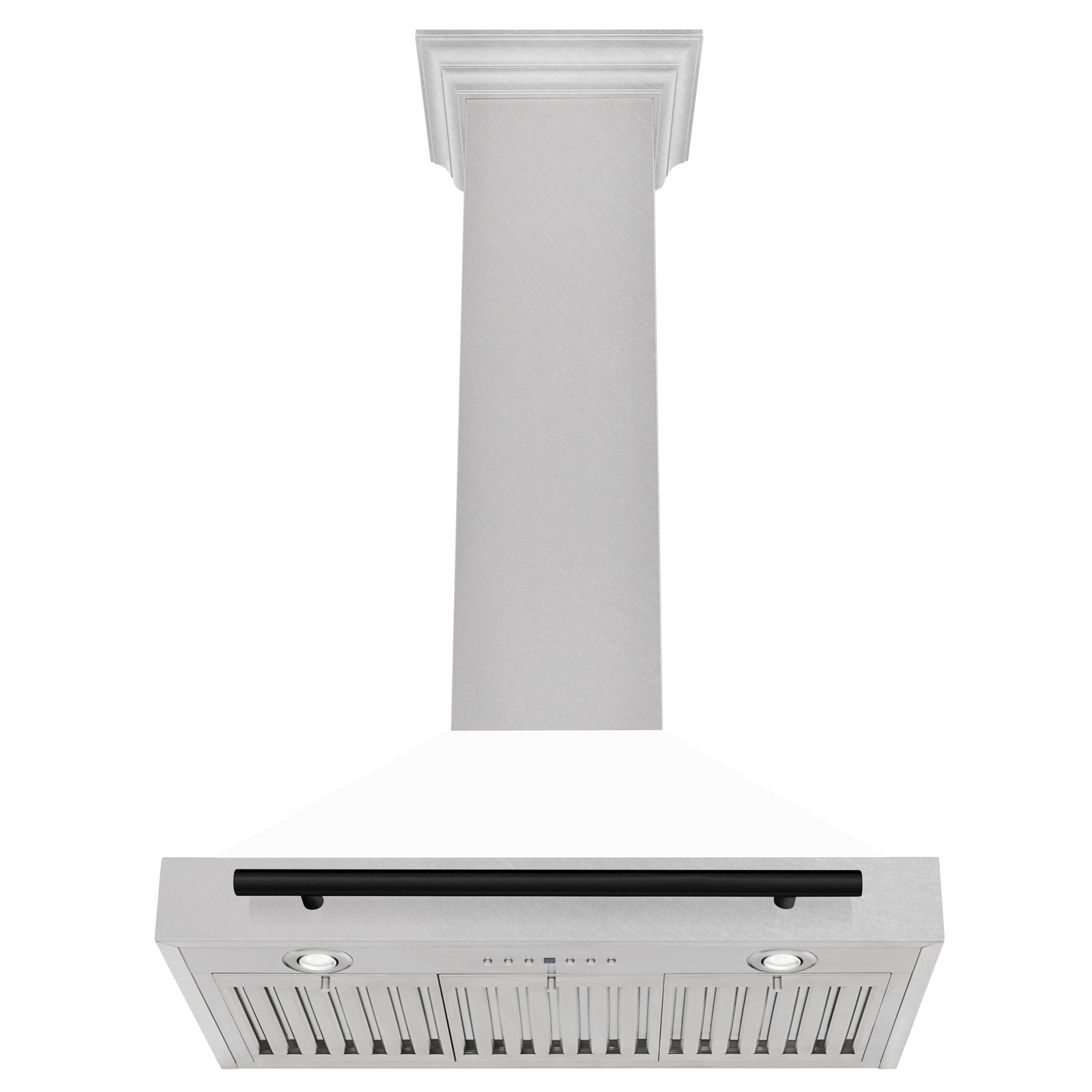 ZLINE 30 Inch Autograph Edition DuraSnow® Stainless Steel Range Hood with a White Matte Shell and Matte Black Handle, KB4SNZ-WM30-MB - Smart Kitchen Lab