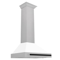 ZLINE 30 Inch Autograph Edition DuraSnow® Stainless Steel Range Hood with a White Matte Shell and Matte Black Handle, KB4SNZ-WM30-MB - Smart Kitchen Lab