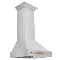 ZLINE 30 Inch Autograph Edition Range Hood with Stainless Steel Shell and Champagne Bronze Handle, 8654STZ-30-CB - Smart Kitchen Lab