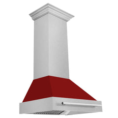 ZLINE 30 Inch DuraSnow® Stainless Steel Range Hood with Red Gloss Shell, 8654SNX-RG-30 - Smart Kitchen Lab