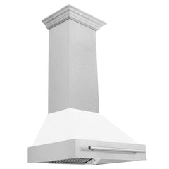 ZLINE 30 Inch DuraSnow® Stainless Steel Range Hood with White Matte Shell, 8654SNX-WM-30 - Smart Kitchen Lab