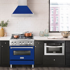 ZLINE 30 Inch Stainless Steel Range Hood with Blue Gloss Shell, 8654STX-BG-30 - Smart Kitchen Lab