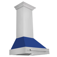 ZLINE 30 Inch Stainless Steel Range Hood with Blue Matte Shell and Stainless Steel Handle, 8654STX-BM-30 - Smart Kitchen Lab