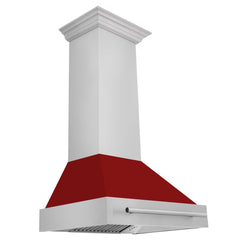 ZLINE 30 Inch Stainless Steel Range Hood with Red Gloss Shell and Stainless Steel Handle, 8654STX-RG-30 - Smart Kitchen Lab