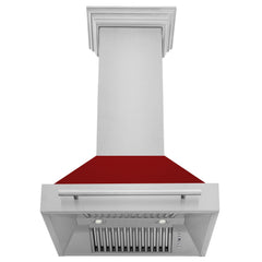 ZLINE 30 Inch Stainless Steel Range Hood with Red Gloss Shell and Stainless Steel Handle, 8654STX-RG-30 - Smart Kitchen Lab