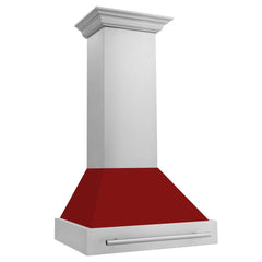 ZLINE 30 Inch Stainless Steel Range Hood with Red Gloss Shell and Stainless Steel Handle, 8654STX-RG-30 - Smart Kitchen Lab