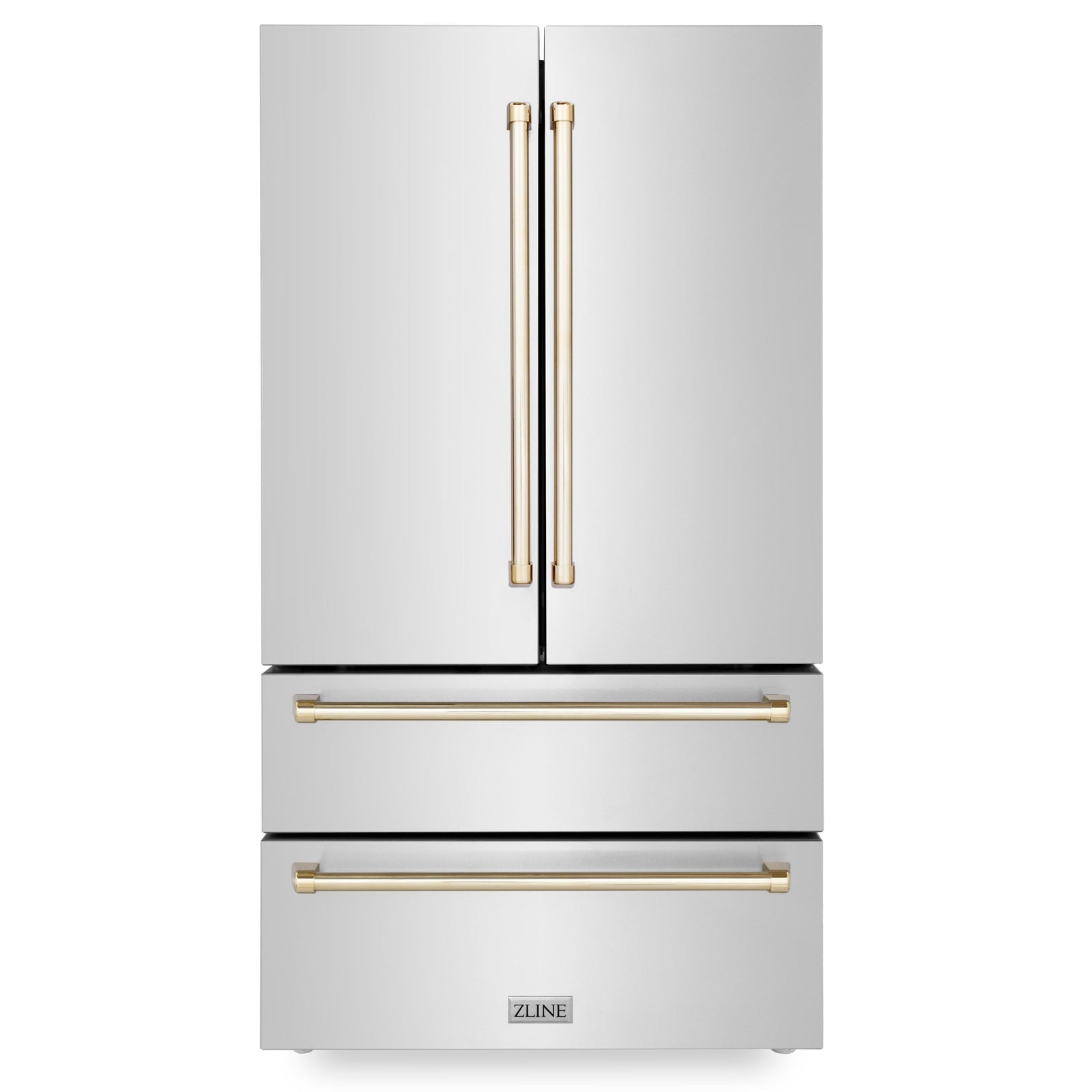 ZLINE 36 In. Autograph 22.5 cu. ft. Refrigerator with Ice Maker in Fingerprint Resistant Stainless Steel and Gold Accents, RFMZ-36-G - Smart Kitchen Lab
