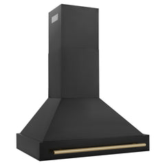 ZLINE 36 In. Autograph Edition Black Stainless Steel Range Hood with Champagne Bronze Handle, BS655Z-36-CB - Smart Kitchen Lab