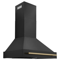 ZLINE 36 In. Autograph Edition Black Stainless Steel Range Hood with Champagne Bronze Handle, BS655Z-36-CB - Smart Kitchen Lab